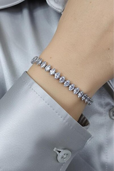 Valmont Accessories Zarif Taşlı Su Yolu Kadın Bileklik 17+5 cm Ayarlanabilir ...