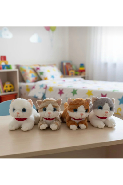 TOPROCKSTORE Sevimli Kedi Peluş Yavru Kedi Sesli Miyavlayan Peluş Kedi Uyku Arkadaşı 30 cm