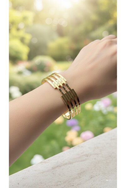 İNN JEWELLERY Steel Bracelet, Tarnish-Free, Anti-Allergenic, Ribbed Design (2...