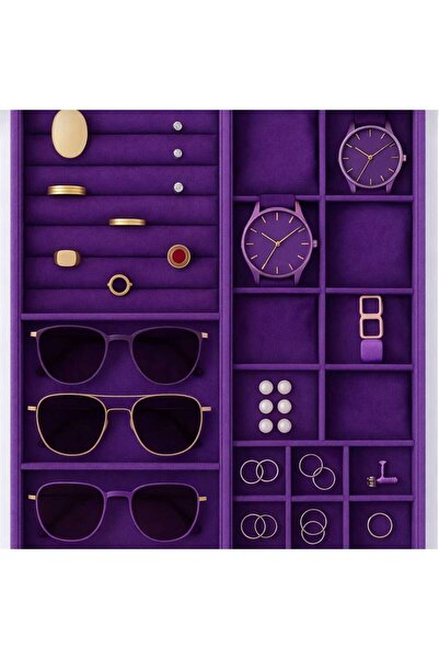 SNS TAKI STANTLARI Orta Mor Çekmece Içi Yastıklı Saat,yüzük Ve Bileklik Düzen...