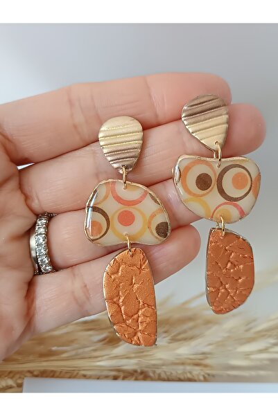 La fee aksesuar Bohemian Metallic Orange Ethnic Pattern Gold Detail Textured ...