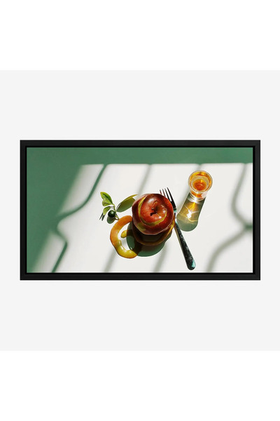 Tajridhome لوحة طعام - تفاح وشراب - ألوان دافئة - مشمس - لوحات فنية مودرن - ل...