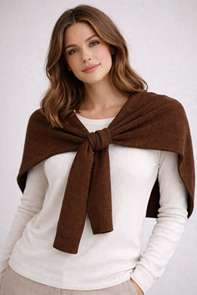 stravis Brown Sweater-Looking Tie Shawl