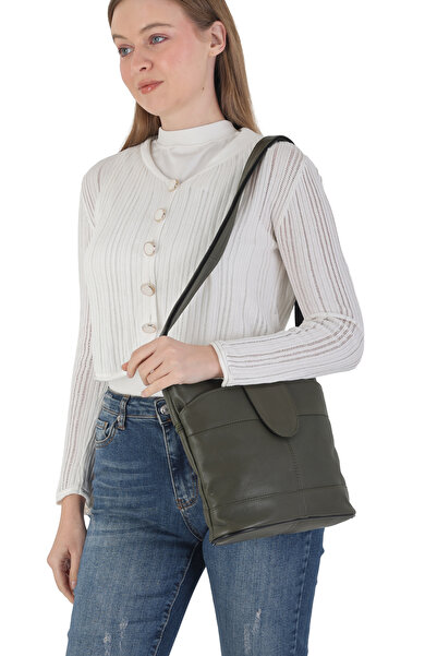 Erzeno Genuine Leather Multi-Compartment Crossbody Women's Shoulder Bag