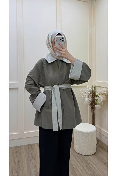 Minharir Paneled Premium Hijab Trench Coat with Belt – Stylish and Modern Tra...