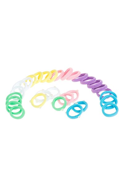 OEM Terry Hair Elastics of Different Colors White Beads for Children - 30pcs
