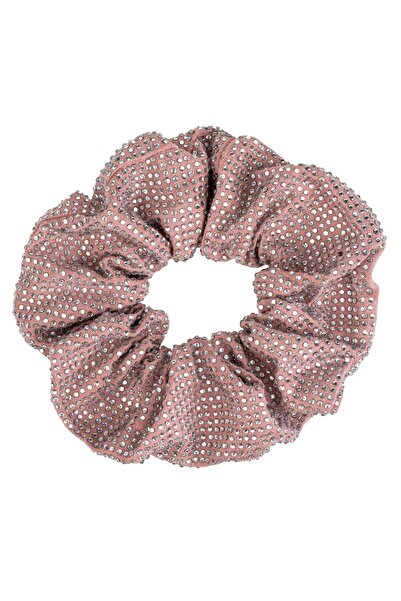 OEM Nude Pink Textile Hair Elastic with Silver Rhinestone for Women