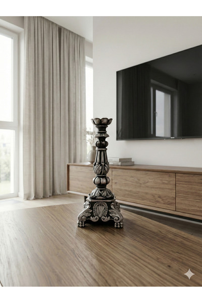 Dekoromi Dekoratif Lüks Klasik Şamdan (39x16cm) Ev ve Ofis Dekorasyon Obje Biblo