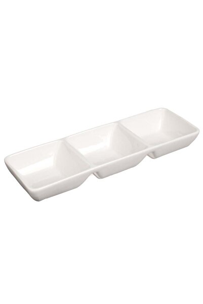 OEM White Bowl with 3 Compartments for Snacks & Nuts 25x8x3.5cm