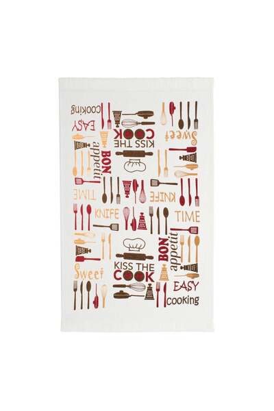 OEM White Cotton Kitchen Towel with Pattern 60x35cm