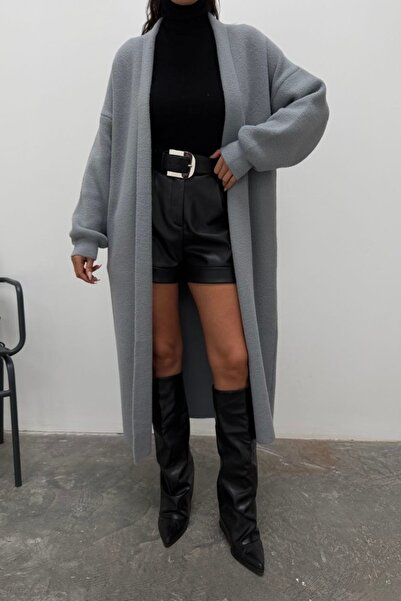 Noi Belis Maxi Boy Oversized Soft Textured Knitwear Cardigan Aw25Hi0072