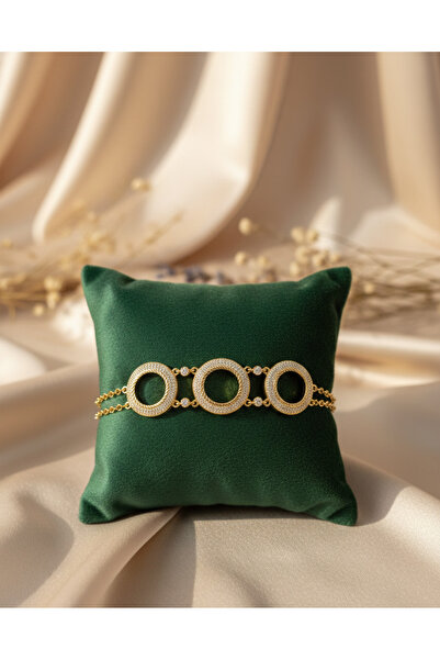 KONYA ÇELİK TAKICIM 3’lü Çeyrek Takılabilen Zirkon Taş Detaylı Tasarım Bileklik