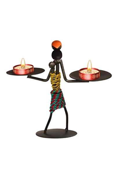 OEM Suport lumanare din fier, aspect omanoid, talere pe brate