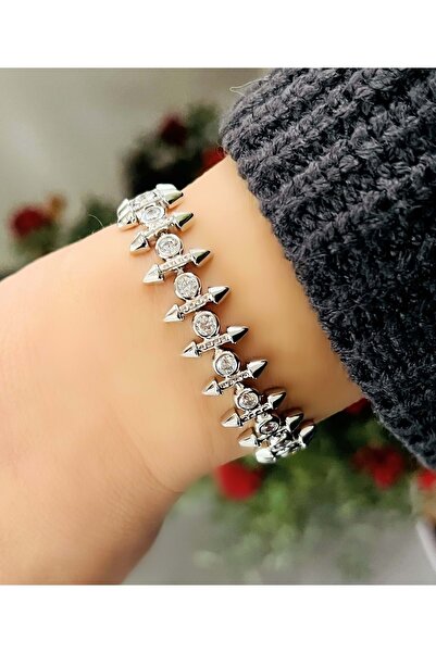 ACAR TAKI Xuping Round Stone Arrow Bracelet 18+1Cm-Silver Color Acr8325