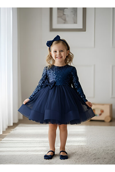 Mixie Βραδινό φόρεμα για πάρτι γενεθλίων με μακριά μανίκια παγιέτες και βελού...