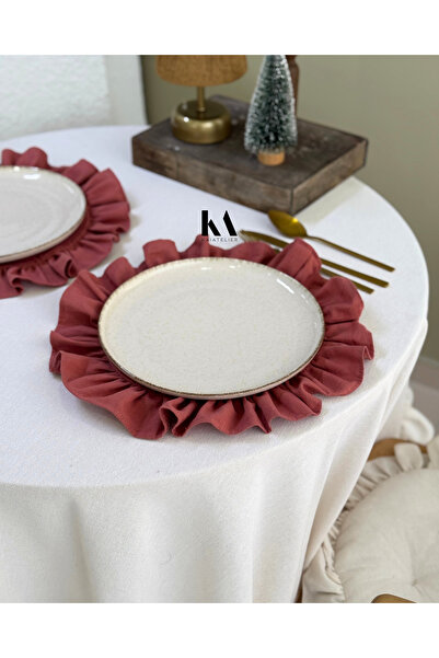 KaiAtelier 2Li Rosa Keten Fırfır Detaylı Amerikan Servis/ Supla