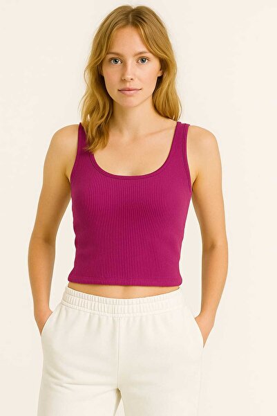 MissFlex Fit Plum Slim Fit Slim Fitting New Style Round Neck Corded Fabric Ca...