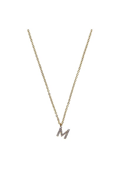 OEM Colier Lant de Culoare Aurie cu Litera M cu Strass pentru Femei