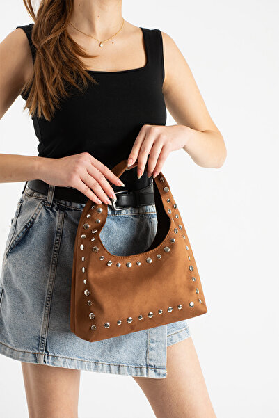 Butik Tacca Rivella Model Suede Women's Hand and Shoulder Bag