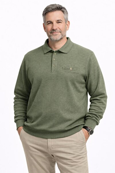 Ercan Plus Size Men's Polo Neck Long Sleeve Thessaloniki Sweatshirt - 7522