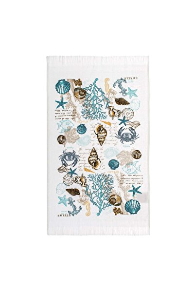 OEM Prosop de Bucatarie din Bumbac Alb cu Model Scoici 60x35cm