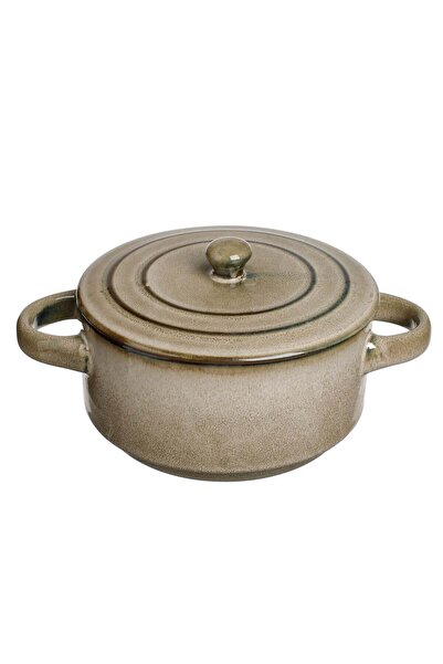 OEM Ceramic Bowl Khaki Green Glaze with Lid 700ml