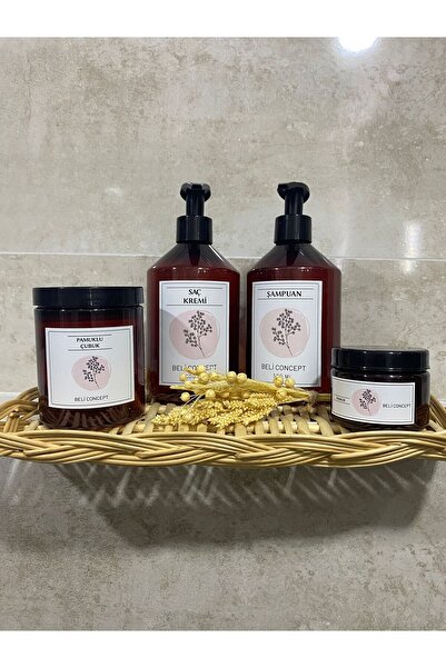 BELİ CONCEPT Pamuk Kutusu,Kulak Çöpü Kutusu Şanpuan ve Saç Kremi Şisesi 4'lü ...