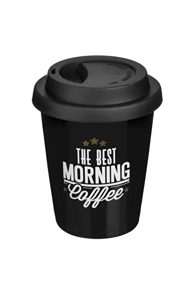 OEM Glossy Black Ceramic Coffee Mug with "The best morning coffee" Message & ...
