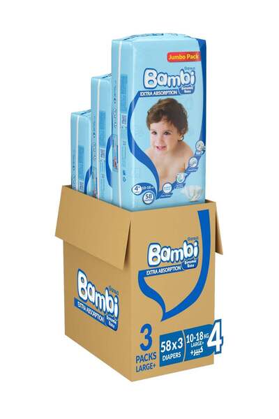 Sanita حفاضات بامبي مقاس 4+ عبوة كبيرة 10-18 كجم