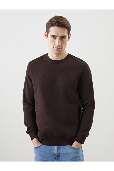 LC Waikiki LCWAIKIKI Basic Kahverengi Bisiklet Yaka Uzun Kollu Baskılı Erkek ...