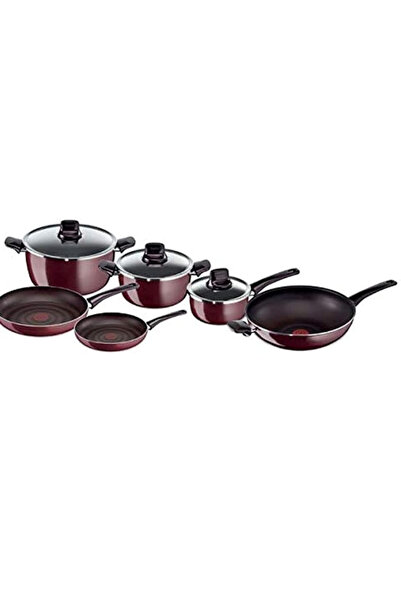 Generic Tefal Pleasure 9 Pcs Cookware Set Non-Stick Aluminium Red with Lids &...