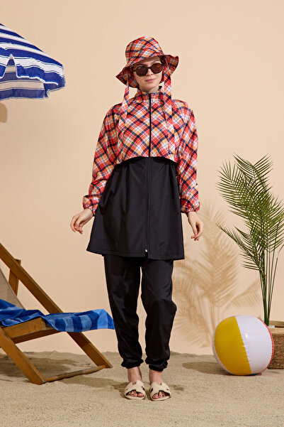 GAVLİA Women's Hijab Swimsuit 5-Piece Set - Full Coverage with Zipper..