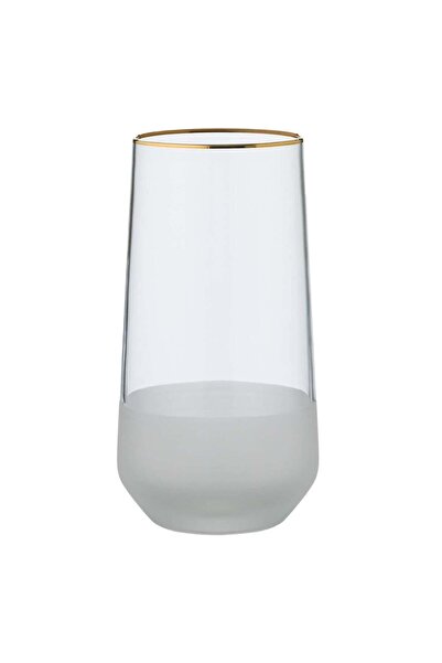 OEM Transparent Frosted Glass Cup with Gold Rim for Water 500ml