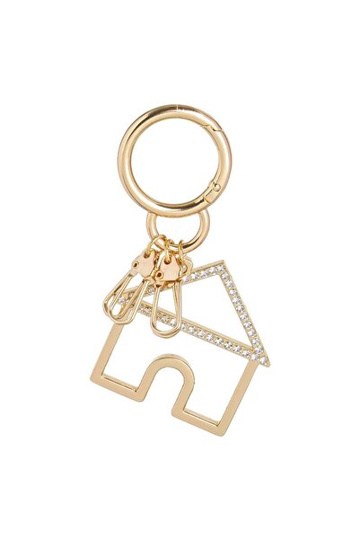 OEM Keychain with Gold House Pattern with Silver Rhinestone 5cm