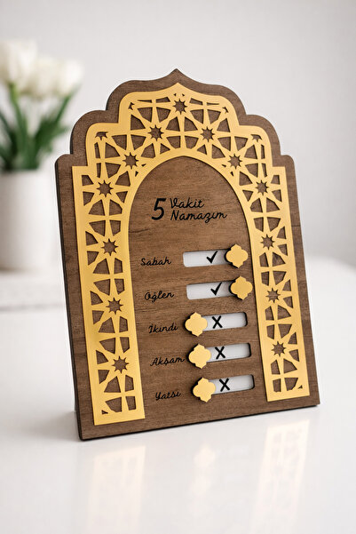 AHWART 5 Vakit Namaz Takip Panosu – Günlük Tikli Namaz Hatırlatıcı, Modern İs...