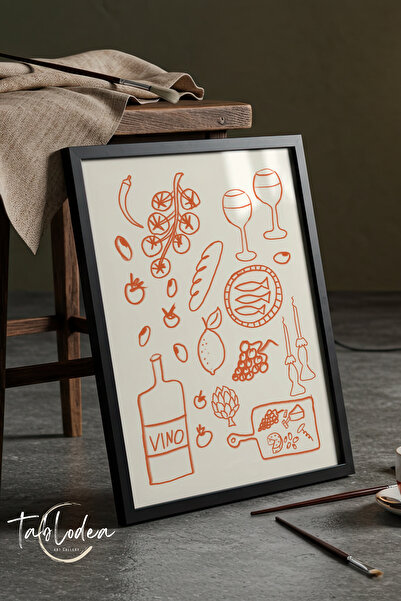 tablodea Poster înrămat cu model minimalist tematic Bucătăria Mediteraneană, ...