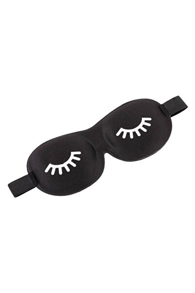 OEM Black Satin Sleeping Mask with 3D Eyelashes 21cm
