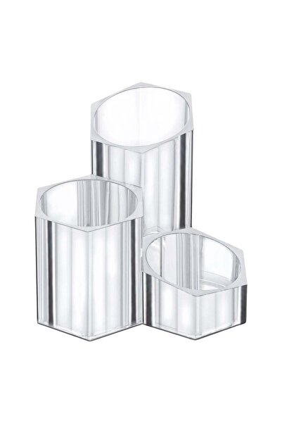 OEM Transparent Acrylic Holder with 3 Places for Brushes 13.5x13.5x12cm