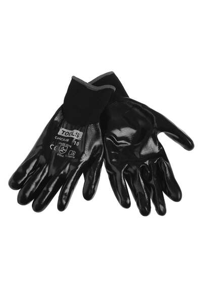 OEM Black Waterproof Nitrile Garden Gloves No.10