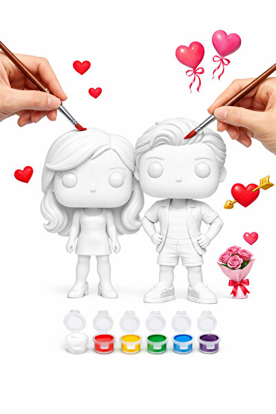 PRİNTELLA Barbie & Ken Boyama Seti – 2 Figür + 6 Renk Akrilik Boya + 2 Fırça ...