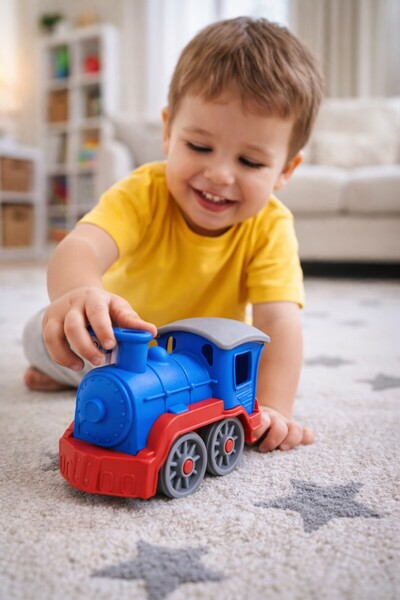 TOYFEST Oyuncak Lokomotif Tren Dayanıklı Plastik Büyük Tekerlekli Eğitici Oyu...