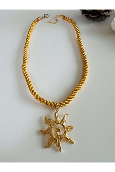 ACAR TAKI Yellow Cord Sun Necklace Acr8255