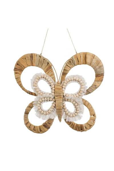 OEM Decoratiune de Perete Fluture cu Iuta Margele & Paie 33x25cm