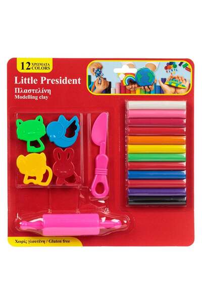 OEM Plasticine Set 12 Different Colors with Shapes & Cylinder & Knife - 18 pi...