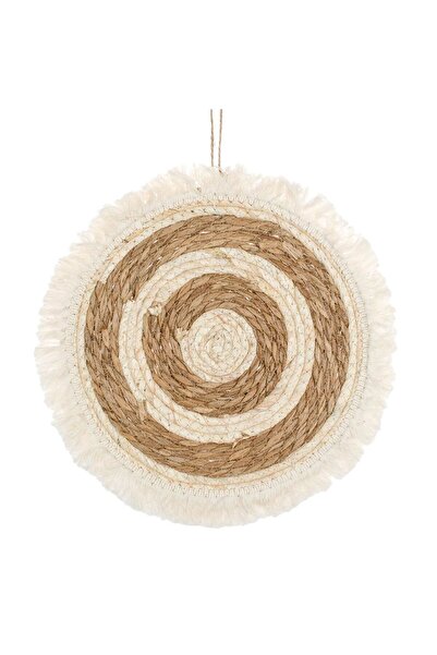 OEM Ecru Beige Round Wall Decoration with Fringes 30cm