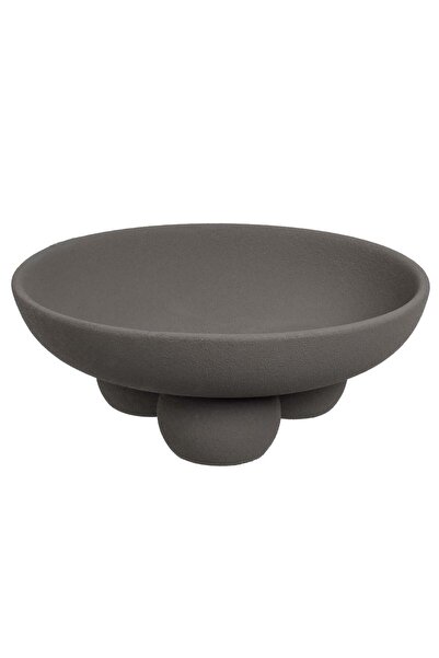OEM Decorative Grey Ceramic Round Plate with Legs Ø23x8.5cm