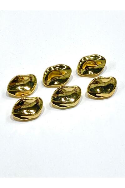 karantuhafiye زر معدني مطلي طراز إليبس / 2.5 سم / مجموعة من 6 قطع / M2556