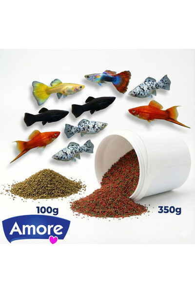 AMORE Tropikal Mix Granül 350gr, 100gr Spirulina Garlic Canlı Doğuran Akvaryu...