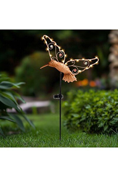 OEM Solar Lamp with Stick Bird Figurine Bronze Metal & 30 LED Bulbs 75cm