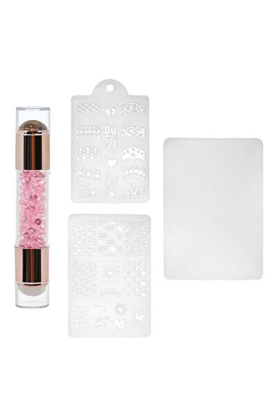 OEM Nail Decoration Set Double Crystal Silicone Stamp
